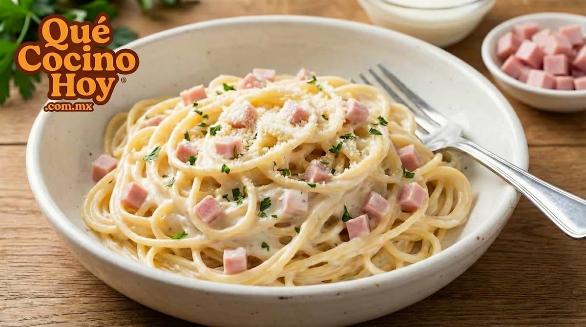 Espagueti Blanco con Jamón